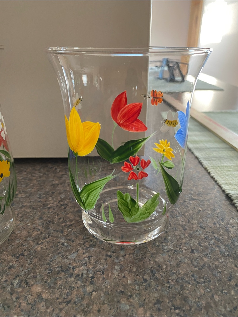 NWOT 3 Hand Painted Candle Holders with votive and sand approx 5”H - Picture 3 of 5